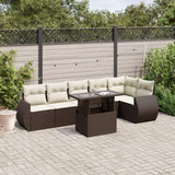 vidaXL 7-delige Loungeset met kussens poly rattan zwart