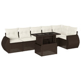 vidaXL 7-delige Loungeset met kussens poly rattan zwart