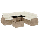 vidaXL 7-delige Loungeset met kussens poly rattan zwart