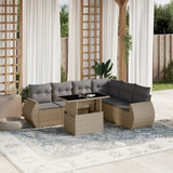 vidaXL 7-delige Loungeset met kussens poly rattan zwart
