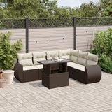 vidaXL 7-delige Loungeset met kussens poly rattan zwart