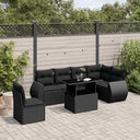 vidaXL 7-delige Loungeset met kussens poly rattan zwart