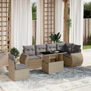vidaXL 7-delige Loungeset met kussens poly rattan zwart