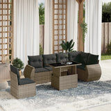 vidaXL 7-delige Loungeset met kussens poly rattan zwart