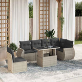 vidaXL 7-delige Loungeset met kussens poly rattan zwart