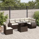 vidaXL 7-delige Loungeset met kussens poly rattan zwart