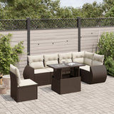 vidaXL 7-delige Loungeset met kussens poly rattan zwart