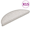 vidaXL Self-Adhesive Stair Mats 15 pcs Sisal-Look 56x17x3 cm Platinum-coloured