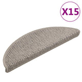 vidaXL Self-Adhesive Stair Mats 15 pcs Sisal-Look 56x17x3 cm Platinum-coloured