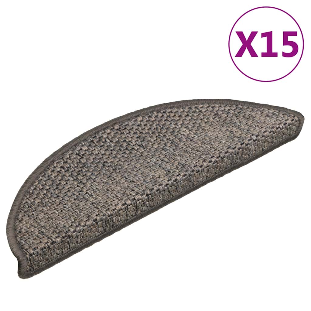 vidaXL Self-Adhesive Stair Mats 15 pcs Sisal-Look 56x17x3 cm Platinum-coloured