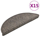 vidaXL Self-Adhesive Stair Mats 15 pcs Sisal-Look 56x17x3 cm Platinum-coloured