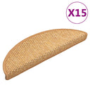 vidaXL Self-Adhesive Stair Mats 15 pcs Sisal-Look 56x17x3 cm Platinum-coloured