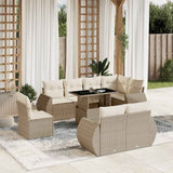 vidaXL 9-delige Loungeset met kussens poly rattan zwart