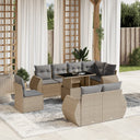 vidaXL 9-delige Loungeset met kussens poly rattan zwart
