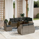 vidaXL 9-delige Loungeset met kussens poly rattan zwart