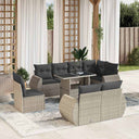vidaXL 9-delige Loungeset met kussens poly rattan zwart