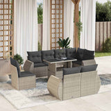 vidaXL 9-delige Loungeset met kussens poly rattan zwart
