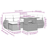 vidaXL 7-delige Loungeset met kussens poly rattan zwart