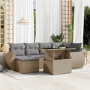 vidaXL 7-delige Loungeset met kussens poly rattan zwart