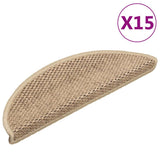 vidaXL Self-Adhesive Stair Mats 15 pcs Sisal-Look 56x17x3 cm Platinum-coloured