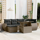 vidaXL 7-delige Loungeset met kussens poly rattan zwart