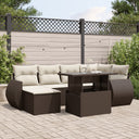 vidaXL 7-delige Loungeset met kussens poly rattan zwart