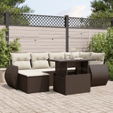 vidaXL 7-delige Loungeset met kussens poly rattan zwart