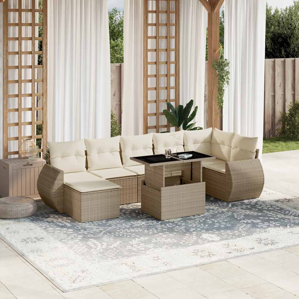 vidaXL 8-delige Loungeset met kussens poly rattan zwart