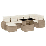 vidaXL 8-delige Loungeset met kussens poly rattan zwart