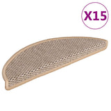 vidaXL Self-Adhesive Stair Mats 15 pcs Sisal-Look 56x17x3 cm Platinum-coloured