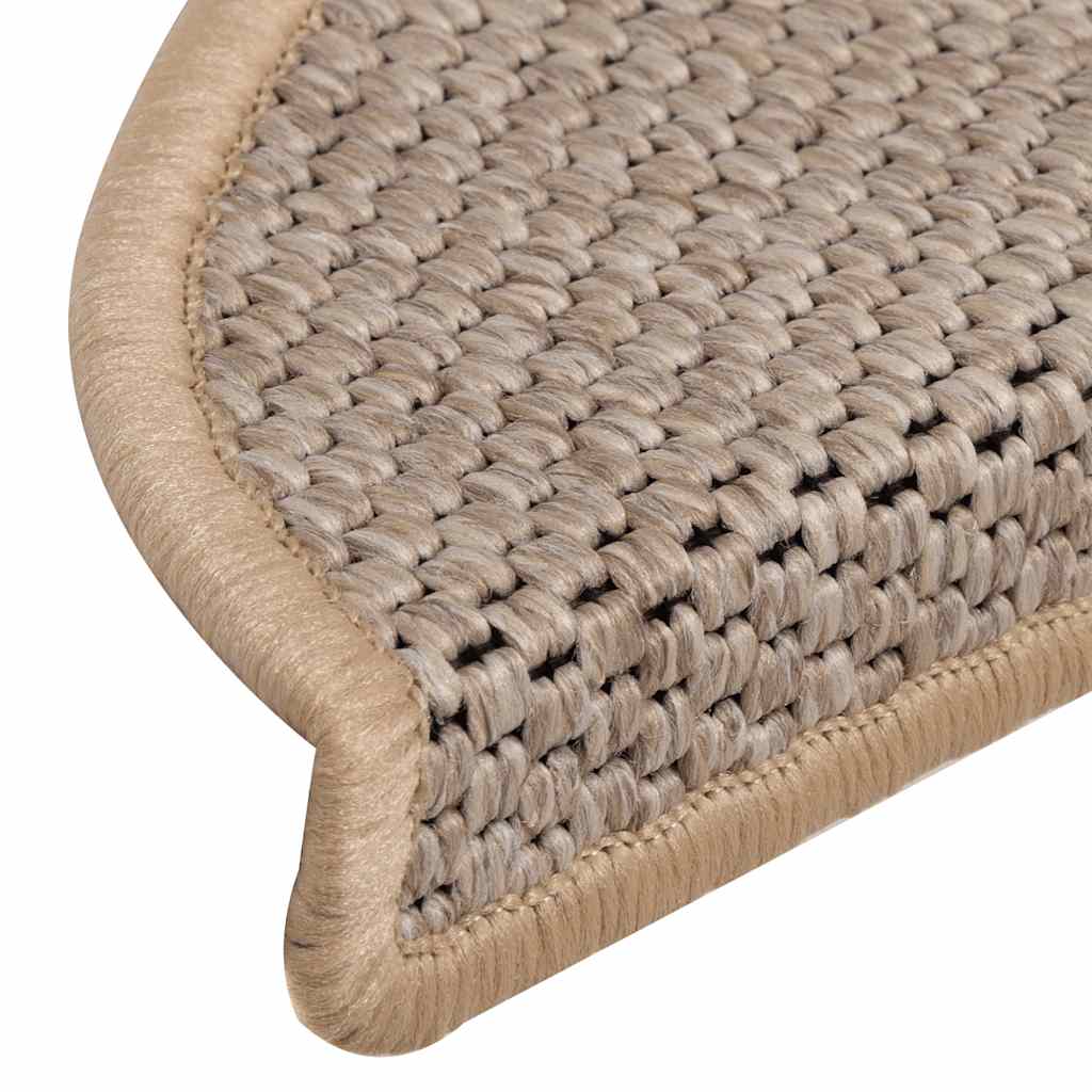 vidaXL Self-Adhesive Stair Mats 15 pcs Sisal-Look 56x17x3 cm Platinum-coloured