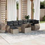 vidaXL 8-delige Loungeset met kussens poly rattan zwart