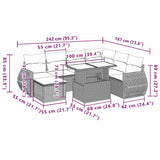 vidaXL 8-Piece Poly Rattan Lounge Set with Cushions Black
