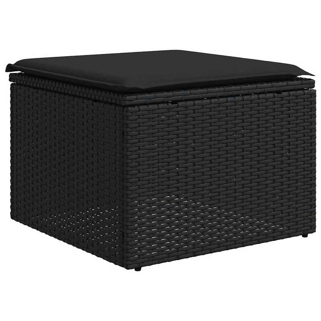 vidaXL 8-Piece Poly Rattan Lounge Set with Cushions Black