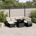 vidaXL 8-Piece Poly Rattan Lounge Set with Cushions Black