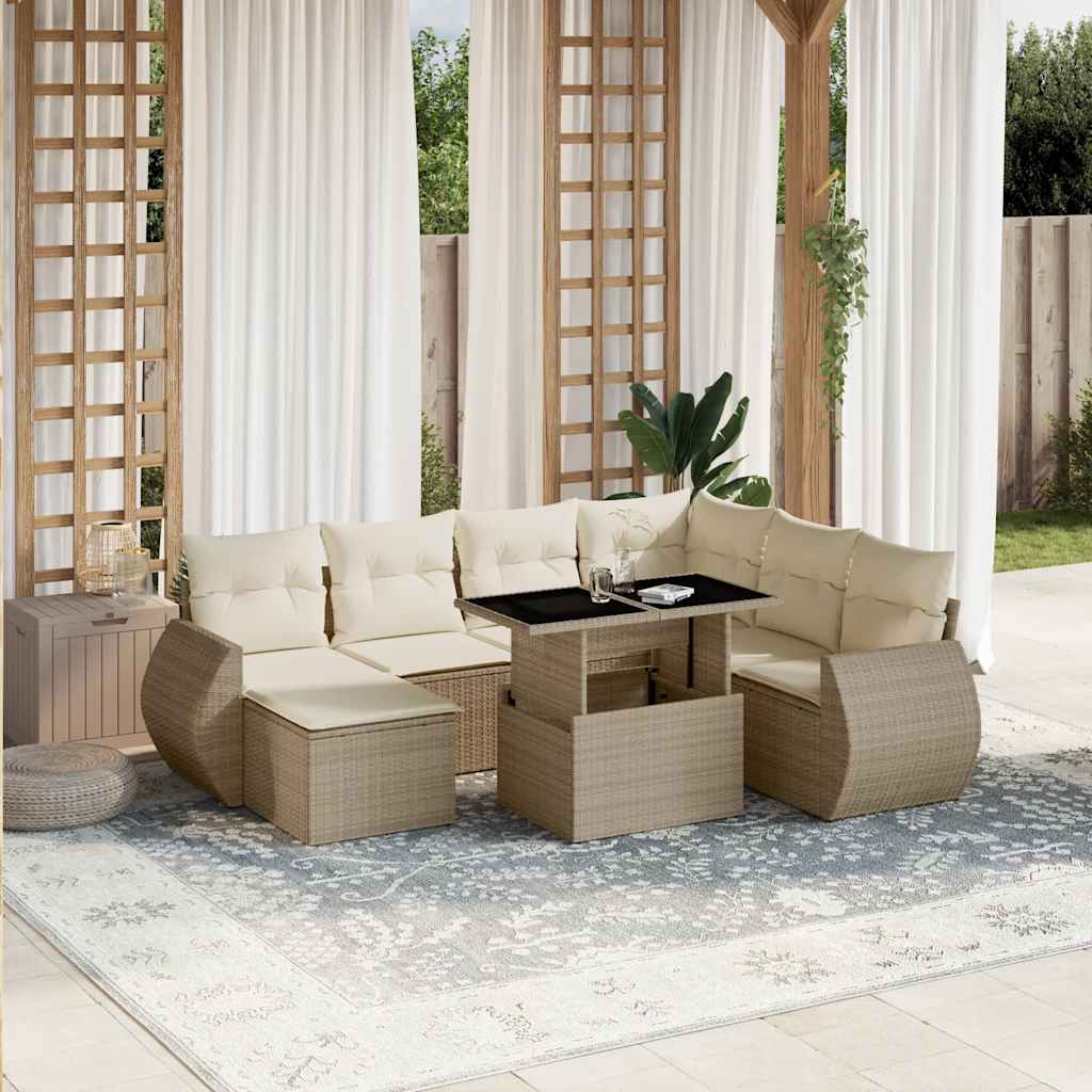 vidaXL 8-Piece Poly Rattan Lounge Set with Cushions Black