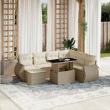 vidaXL 8-Piece Poly Rattan Lounge Set with Cushions Black