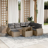 vidaXL 8-Piece Poly Rattan Lounge Set with Cushions Black