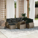 vidaXL 8-Piece Poly Rattan Lounge Set with Cushions Black