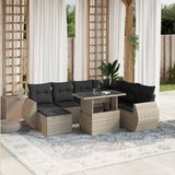vidaXL 8-Piece Poly Rattan Lounge Set with Cushions Black