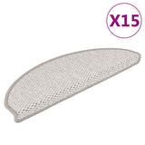 vidaXL Self-Adhesive Stair Mats 15 pcs Sisal-Look 56x17x3 cm Platinum-coloured