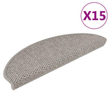 vidaXL Self-Adhesive Stair Mats 15 pcs Sisal-Look 56x17x3 cm Platinum-coloured