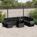 vidaXL 9-delige Loungeset met kussens poly rattan zwart