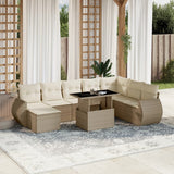 vidaXL 9-delige Loungeset met kussens poly rattan zwart