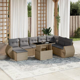 vidaXL 9-delige Loungeset met kussens poly rattan zwart