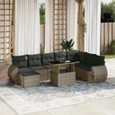 vidaXL 9-delige Loungeset met kussens poly rattan zwart