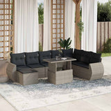 vidaXL 9-delige Loungeset met kussens poly rattan zwart