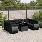 vidaXL 10-Piece Lounge Set with Cushions Poly Rattan Black