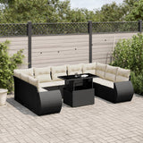 vidaXL 10-Piece Lounge Set with Cushions Poly Rattan Black