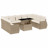 vidaXL 10-Piece Lounge Set with Cushions Poly Rattan Black